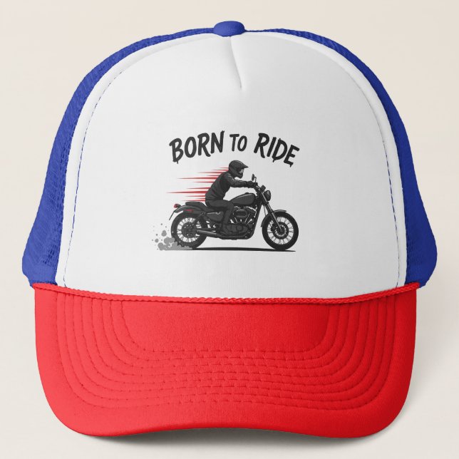 Cool Biker Gift - "Born to Ride" Design Truckerkappe (Vorderseite)