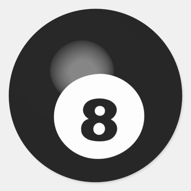 Cool Billard Billard Billard Schwarzes Lucky 8 Bal Runder Aufkleber (Vorderseite)