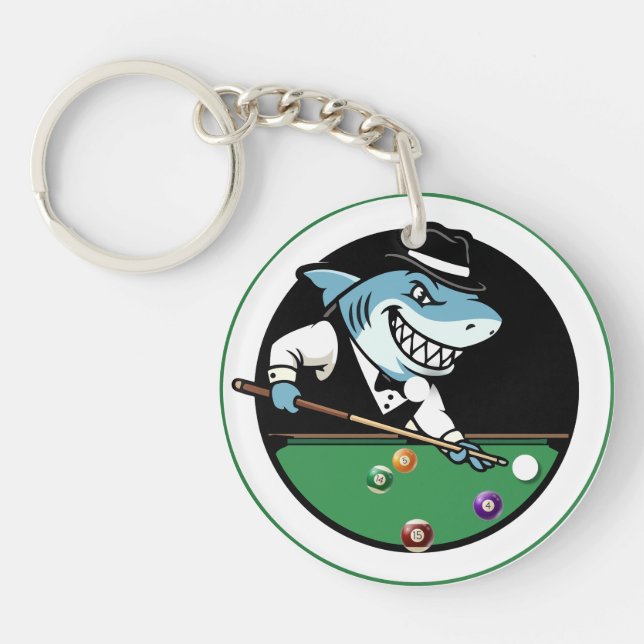 Cool Billiards Pool Shark Theme Keychains Schlüsselanhänger (Vorderseite)