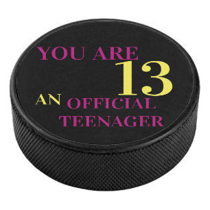 Cool bist du 13 schwarz-gelb-rosa Geburtstag Eishockey Puck