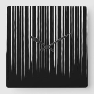 Cool Black and White Striped Pattern Quadratische Wanduhr