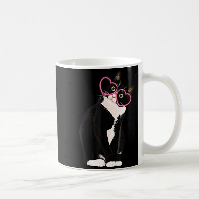 Cool Black Cat Kitten Red Heart Gles Happy Valenti Kaffeetasse (Rechts)