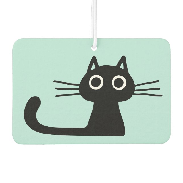 Cool Black Kitty Cat | Whimsistische Tierart Autolufterfrischer (Vorderseite)
