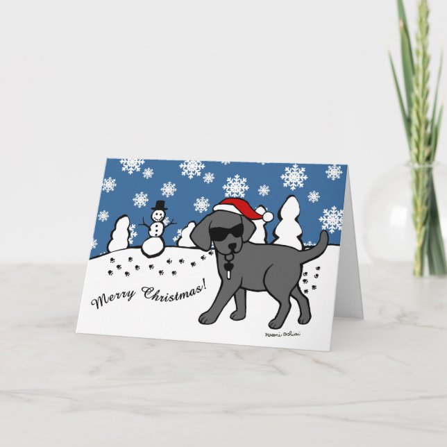 Cool Black Labrador Cartoon Weihnachten (Vorderseite)
