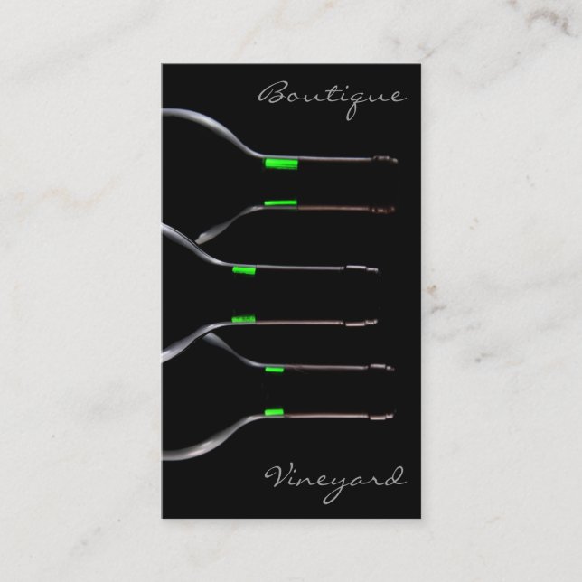 Cool Black Modern Wine Bottle Foto Business Card Visitenkarte (Vorderseite)