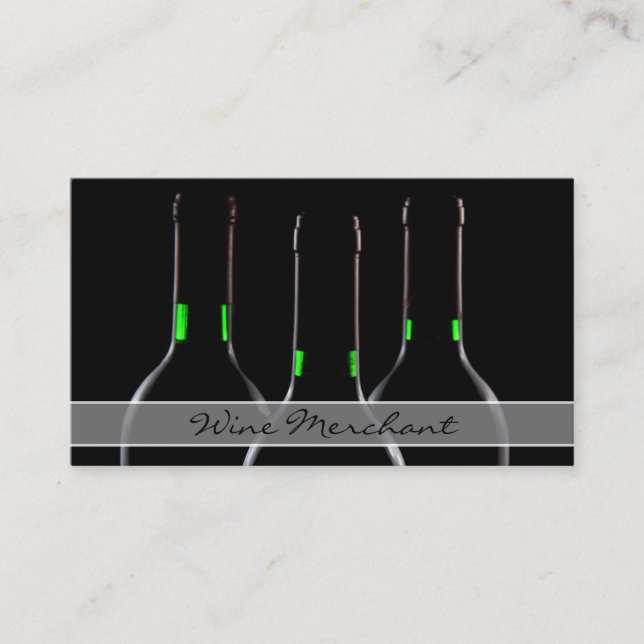 Cool Black Modern Wine Bottle Foto Business Card Visitenkarte (Vorderseite)