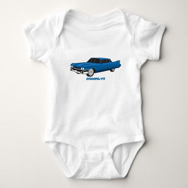 Cool-blau-Oldtimer 1959 Baby Strampler (Vorderseite)