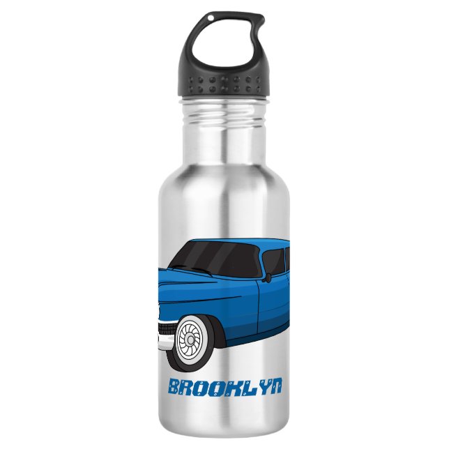 Cool-blau-Oldtimer 1959 Edelstahlflasche (Vorderseite)
