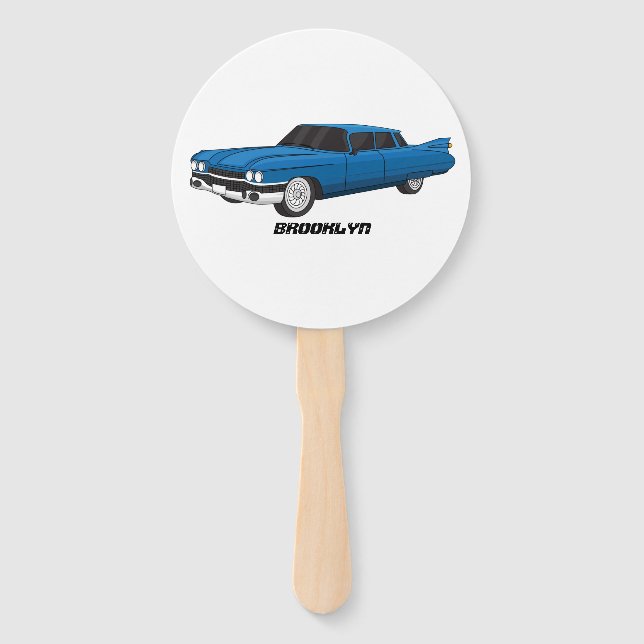Cool-blau-Oldtimer 1959 Fächer (Vorderseite)