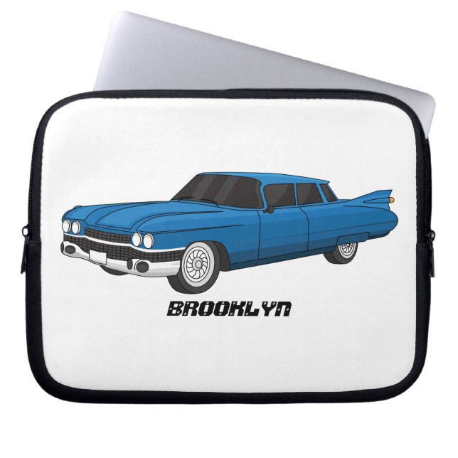 Cool-blau-Oldtimer 1959 Laptopschutzhülle (Vorderseite)