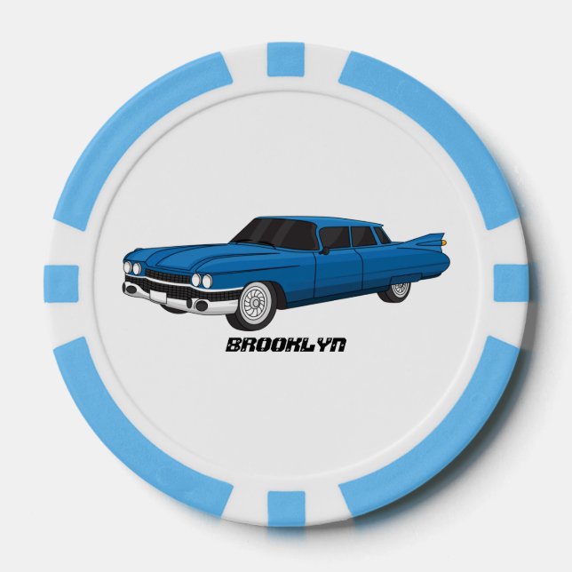 Cool-blau-Oldtimer 1959 Pokerchips (Vorderseite)