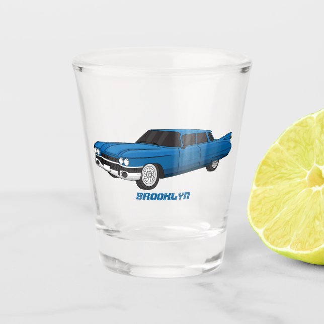 Cool-blau-Oldtimer 1959 Schnapsglas (Vorderseite)