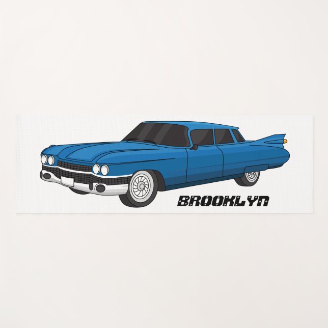 Cool-blau-Oldtimer 1959 Yogamatte (Vorderseite (Horizontal))