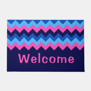 Cool-blau-rosa-Zickzack-Monogramm große Doormat Fußmatte
