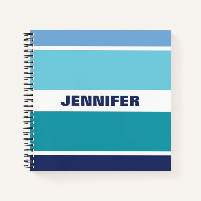 Cool, blau und weiß gestreift notizbuch (Vorderseite)