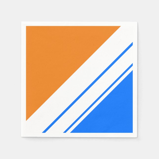 Cool-blaue Orange-weiße Streifen Serviette (Vorderseite)