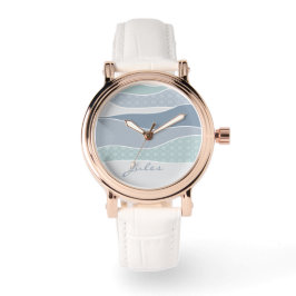 Cool blaugrüne Streifen Abstrakte Waves Name Armbanduhr