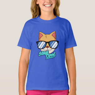 Cool bleibe Coole Katze mit Sonnenbrille Cartoon T-Shirt