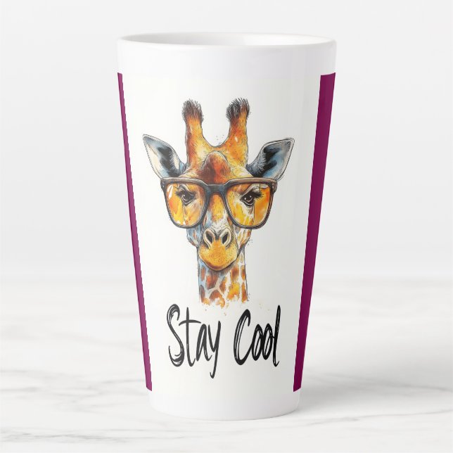 Cool bleibe - Giraffe mit Sonnenbrillen Illustrati Milchtasse (Vorderseite)