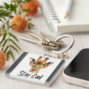 Cool bleibe - Giraffe mit Sonnenbrillen Illustrati Schlüsselanhänger
