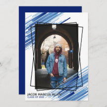 Cool Blue Abstrakt Foto Abschluss Einladung