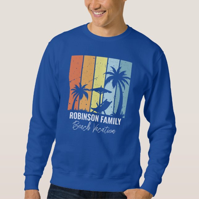 Cool Blue Beach Customized Family Trip Sweatshirt (Vorderseite)