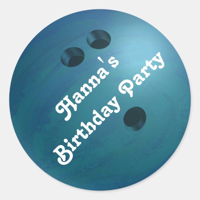 Cool Blue Bowling Ball Custom Party Sticker (Vorderseite)