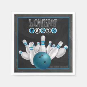 Cool Blue Bowling Party Paper Napkins Serviette