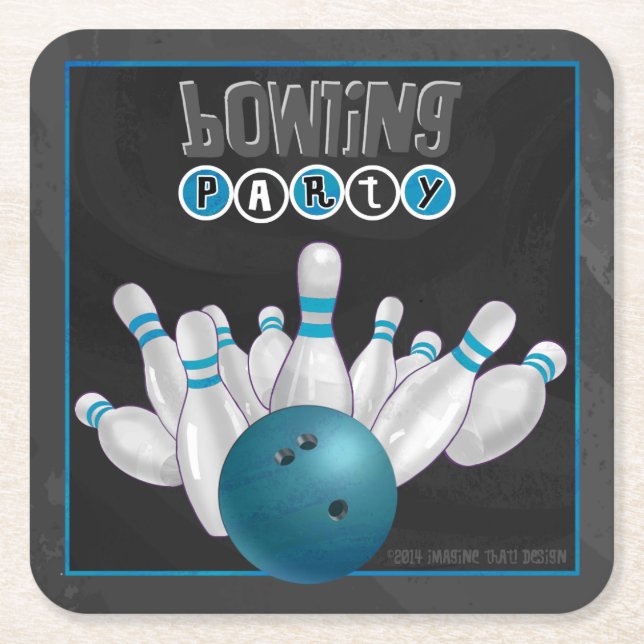 Cool Blue Bowling Party Untersetzer (Vorderseite)