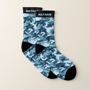 Cool Blue Camouflage Personalisierter Name Socken