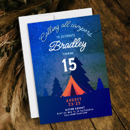 Cool Blue Campfire Outdoor Glamping 15. Waldgebiet Einladung
