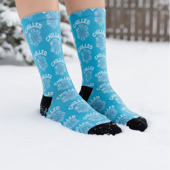 Cool Blue Custom Schneeflocken Socken (For extra chill - put them in the fridge before you wear them. Perfect stocking stuffer)