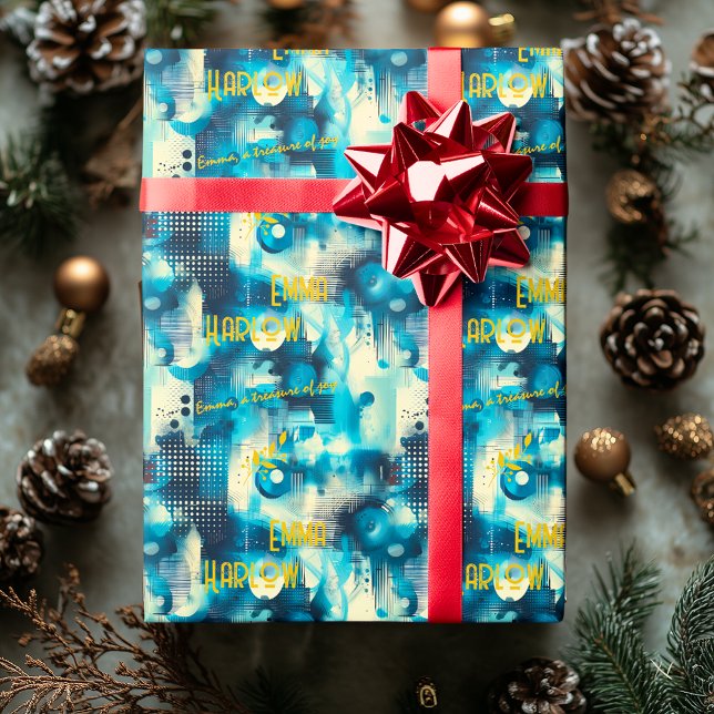 Cool Blue Digital Inspiriert, benutzerdefiniertes  Geschenkpapier (Von Creator hochgeladen)