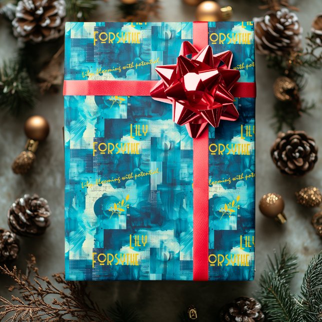 Cool Blue Elegance: Individuell anpassbare Abstrak Geschenkpapier (Von Creator hochgeladen)