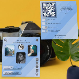 Cool Blue Fotografy & Videografie - QR-Code Quadratische Visitenkarte
