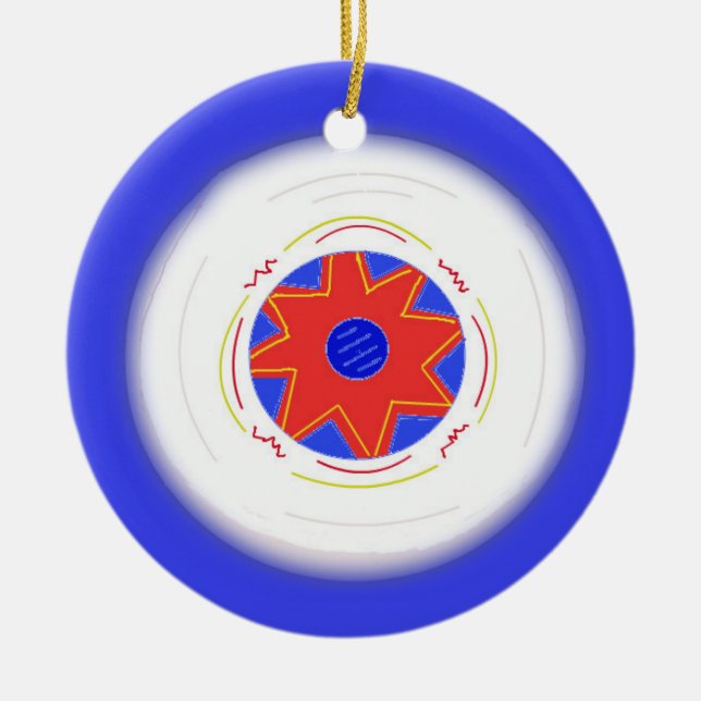 Cool Blue Frisbee Keramikornament (Vorne)
