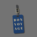 Cool Blue Golden Yellow Bold Bon Voyage Gepäckanhänger<br><div class="desc">Einfache,  vollständig anpassbare Gepäckmarke mit blauem Hintergrund,  goldfarbenen,  feinen Schriftart. Perfekte Geschenkidee.</div>