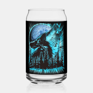 Cool Blue Howling Wolf Moon Pine Forest Dosenglas