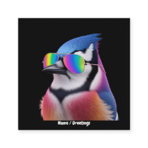 Cool Blue Jay Bird Tragen einer Sonnenbrille Retro