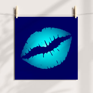 Cool Blue Kiss Poster