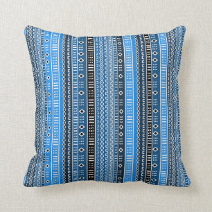 Cool Blue Modern Mudcloth Kissen