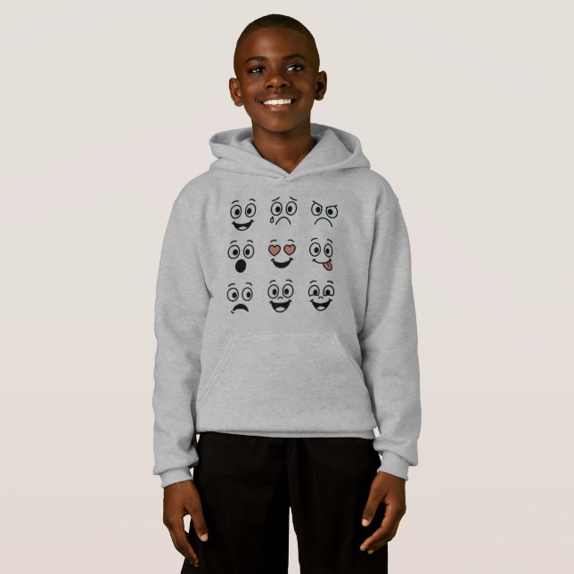 Cool Blue Monster Faces Pattern Jungen Kapuzenpull Hoodie (Vorne ganz)