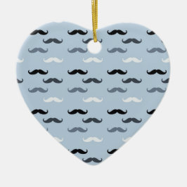 Cool Blue Mustaches Keramik Ornament