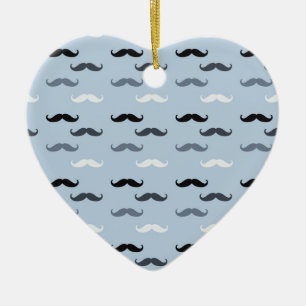 Cool Blue Mustaches Keramik Ornament