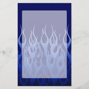 Cool Blue on Blue Racing Flames Briefpapier