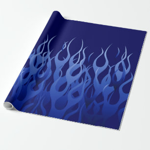 Cool Blue on Blue Racing Flames dekorativ Geschenkpapier