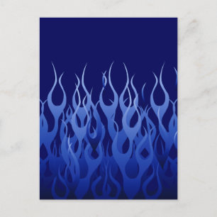 Cool Blue on Blue Racing Flames dekorativ Postkarte