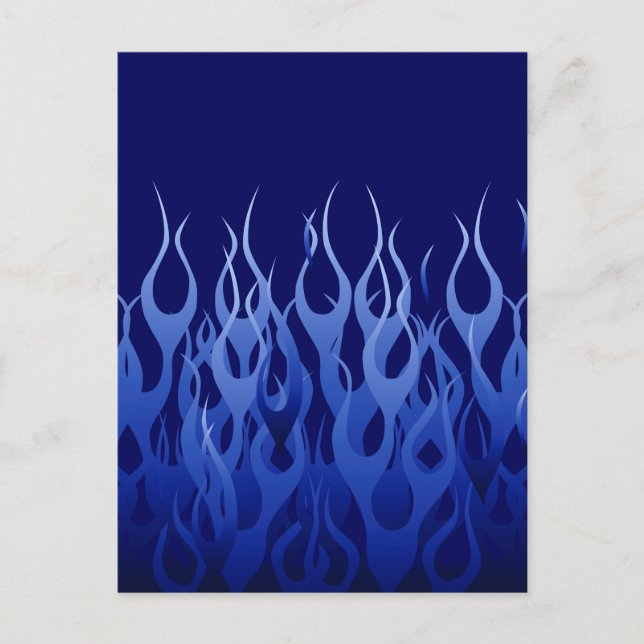 Cool Blue on Blue Racing Flames dekorativ Postkarte (Vorderseite)