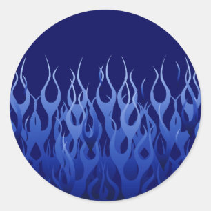 Cool Blue on Blue Racing Flames dekorativ Runder Aufkleber