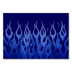 Cool Blue on Blue Racing Flames dekorativ Tischnummer